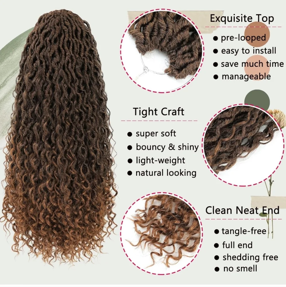 8 Packs New Goddess Locs Crochet Hair With Curly Ends 22